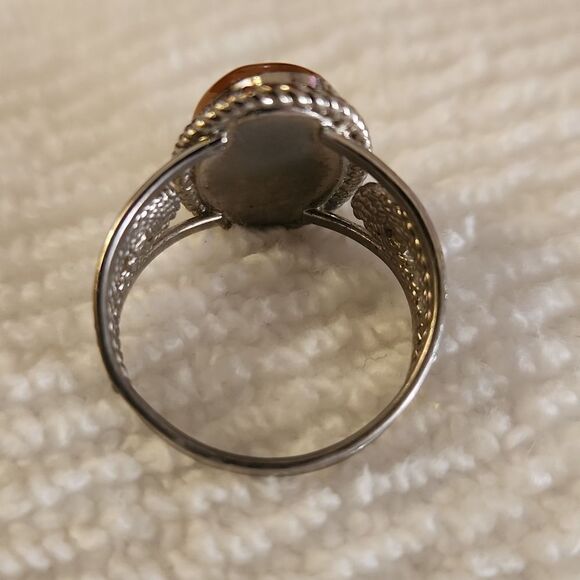 Authentic vintage Lithuanian amber ring size 9 - Picture 4 of 7